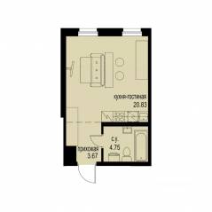 ЖК «ID Murino III», планировка студии, 29.25 м²
