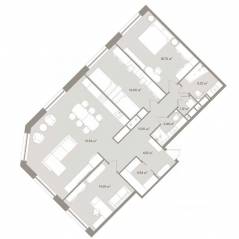 Апарт-комплекс «D'oro Mille», планировка 3-комнатной квартиры, 121.40 м²