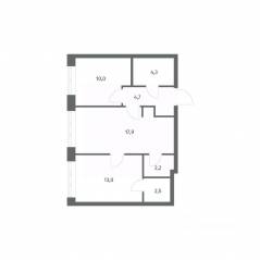 ЖК «NEWПИТЕР», планировка 2-комнатной квартиры, 54.65 м²