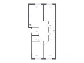 ЖК «ЭкоБунино», планировка 3-комнатной квартиры, 84.20 м²