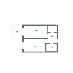 ЖК «Парусная 1», планировка 1-комнатной квартиры, 50.00 м²