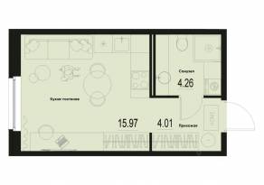 ЖК «ID Murino III», планировка студии, 24.24 м²