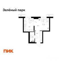 ЖК «Зеленый парк», планировка 1-комнатной квартиры, 28.20 м²