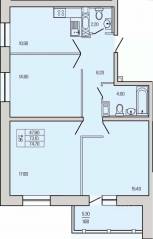ЖК «Экос», планировка 3-комнатной квартиры, 74.70 м²