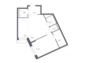 ЖК «Рублевский Квартал», планировка 1-комнатной квартиры, 53.60 м²