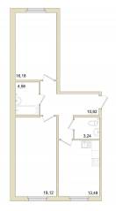 ЖК «Granholm Village», планировка 2-комнатной квартиры, 67.90 м²