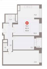 ЖК «Отлично», планировка 3-комнатной квартиры, 83.60 м²
