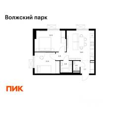 ЖК «Волжский парк», планировка 2-комнатной квартиры, 50.80 м²