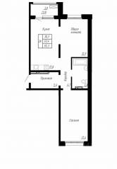 ЖК «Сибирь», планировка 2-комнатной квартиры, 65.30 м²