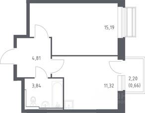 ЖК «Рублевский Квартал», планировка 1-комнатной квартиры, 35.10 м²