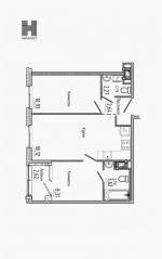 МФК «Нигилист (Concept)», планировка 2-комнатной квартиры, 50.45 м²