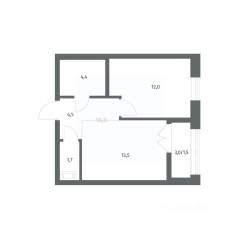 ЖК «NEWПИТЕР», планировка 1-комнатной квартиры, 37.67 м²