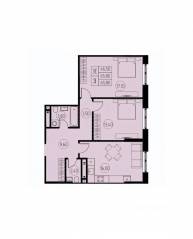 ЖК «7 небо», планировка 3-комнатной квартиры, 65.80 м²