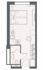 Апарт-комплекс «YE'S Primorsky», планировка студии, 21.48 м²