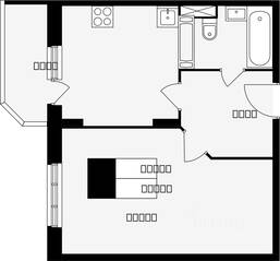 ЖК «Школьный (Климовск)», планировка 1-комнатной квартиры, 41.40 м²
