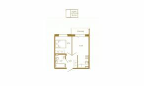 МЖК «Новая история», планировка 1-комнатной квартиры, 35.03 м²