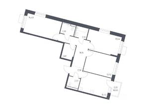 ЖК «Молжаниново», планировка 3-комнатной квартиры, 79.10 м²