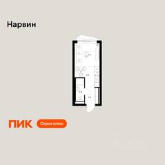 ЖК «Нарвин», планировка студии, 18.90 м²
