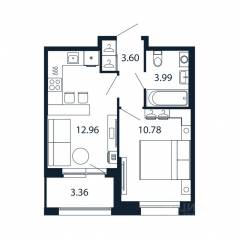 ЖК «Полис Новоселье», планировка 1-комнатной квартиры, 33.01 м²