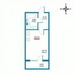 ЖК «Левитан», планировка студии, 29.74 м²