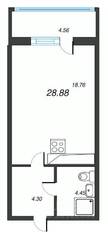 ЖК «Левитан», планировка студии, 28.88 м²
