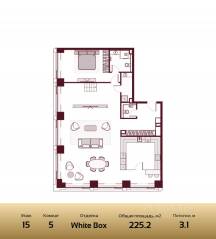 ЖК «Prime Park», планировка 5-комнатной квартиры, 225.20 м²