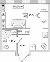 ЖК «Мурино Space», планировка студии, 26.10 м²