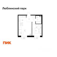 ЖК «Люблинский парк», планировка 1-комнатной квартиры, 41.00 м²