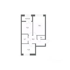 ЖК «NEWПИТЕР», планировка 2-комнатной квартиры, 60.94 м²