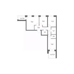 ЖК «NEWПИТЕР», планировка 3-комнатной квартиры, 78.55 м²