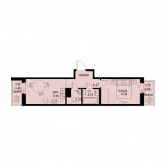 ЖК «ID Murino III», планировка 1-комнатной квартиры, 38.29 м²
