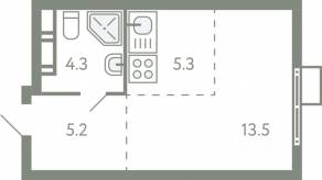 ЖК «Ново-Молоково», планировка студии, 27.80 м²