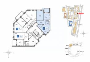 ЖК «Ново-Никольское», планировка 2-комнатной квартиры, 72.60 м²