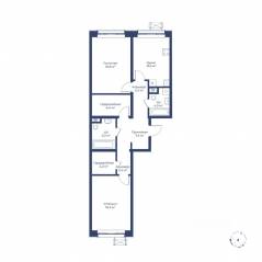 ЖК «Цветочный город», планировка 2-комнатной квартиры, 80.10 м²