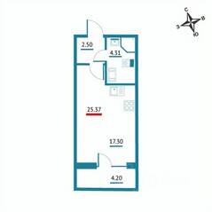 ЖК «Левитан», планировка студии, 25.37 м²