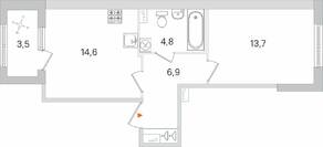 МЖК «Дубровский», планировка 1-комнатной квартиры, 41.75 м²