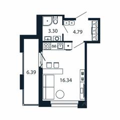 ЖК «Полис Новоселье», планировка студии, 26.35 м²