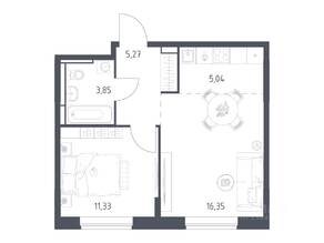 ЖК «Богдановский Лес», планировка 1-комнатной квартиры, 41.84 м²