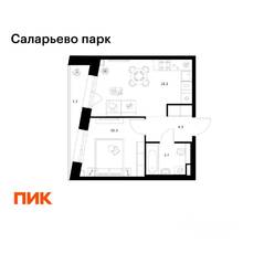 ЖК «Саларьево парк», планировка 1-комнатной квартиры, 34.80 м²