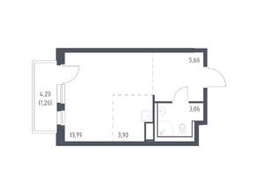 ЖК «Новые Лаврики», планировка студии, 27.67 м²