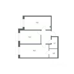 ЖК «Парусная 1», планировка 2-комнатной квартиры, 65.80 м²