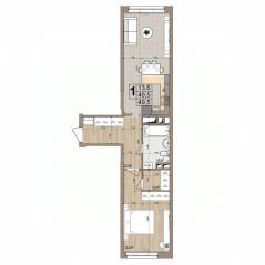 ЖК «Гранд Комфорт», планировка 1-комнатной квартиры, 49.50 м²