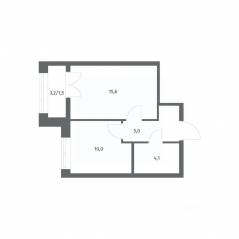 ЖК «NEWПИТЕР», планировка 1-комнатной квартиры, 36.24 м²