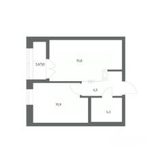 ЖК «NEWПИТЕР», планировка 1-комнатной квартиры, 37.88 м²