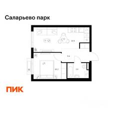 ЖК «Саларьево парк», планировка 1-комнатной квартиры, 35.00 м²