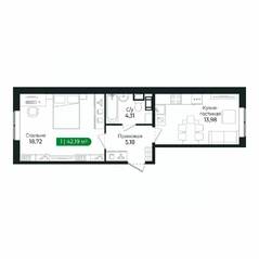 ЖК «Sertolovo Park», планировка 1-комнатной квартиры, 42.19 м²