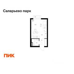 ЖК «Саларьево парк», планировка студии, 21.80 м²