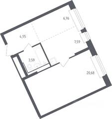 ЖК «Рублевский Квартал», планировка 1-комнатной квартиры, 42.40 м²
