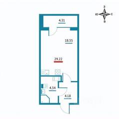 ЖК «Левитан», планировка студии, 29.22 м²