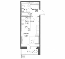 ЖК «Одинбург», планировка студии, 36.68 м²